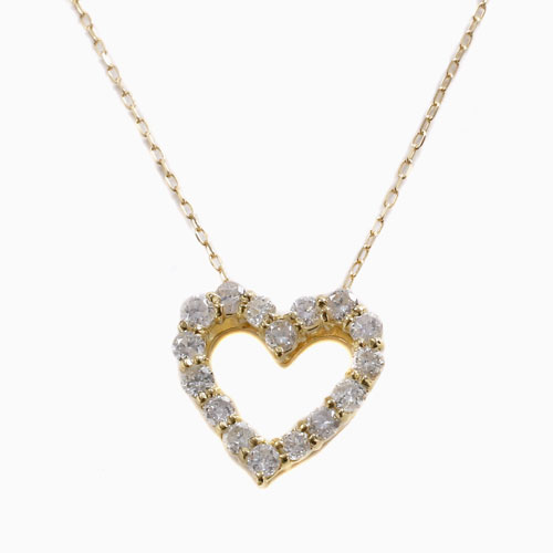 ダイヤモンド ペンダント K18 18金 アズキチェーン ４月誕生石 フラワー ハート Iクラス 0.5ct_5