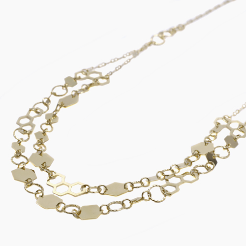 18金ネックレス K18 GOLD ゴージャス 2連ネックレス Necklace 45cm 