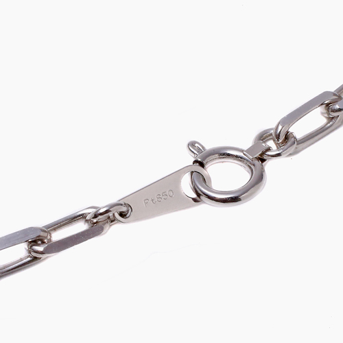 美品PT850小豆クリップチェーンネックレス 小豆ネックレス Pt850 幅4.0mm 0.7角線 50cm ダブル 小豆 チェーン