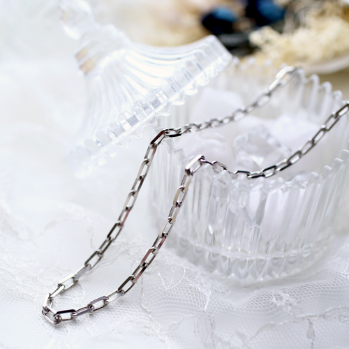 美品PT850小豆クリップチェーンネックレス プラチナペーパークリップネックレス Pt850 Platinum 50cm