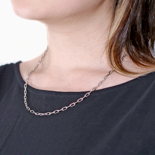 美品PT850小豆クリップチェーンネックレス プラチナペーパークリップネックレス Pt850 Platinum 50cm