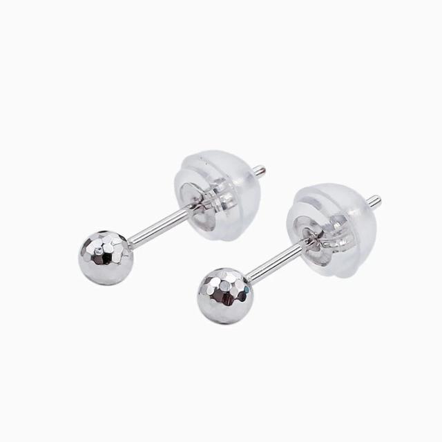 10金 K10 10k K10WG ホワイトゴールド ピアス スタッズピアス 小さめピアス シリコンキャッチ式 ミラーボール 3ｍｍ シンプル 両耳 軽い 軽量 小さい ミニ プチサイズ レディース クリックポスト便対応