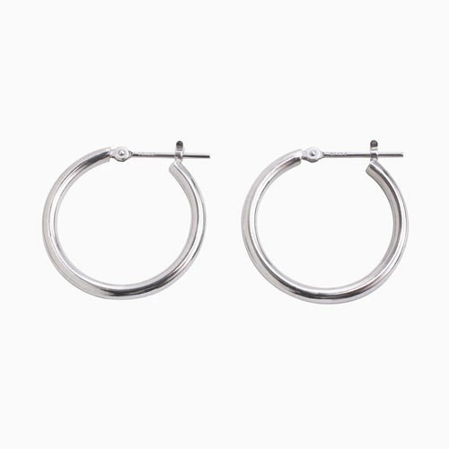 14金 K14 14k K14WG ホワイトゴールド ピアス フープピアス 2.0mm 20mm ワンタッチ キャッチレス 遮断式 フープ リング型 シンプル 両耳 軽い 軽量 華奢 可愛い レディース_2