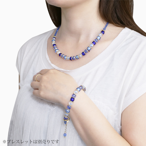 【CHIARA by INES】 キアラ ・デザイン イタリア製 ベネチアンガラス ネックレス （サンシャインブルー）_9