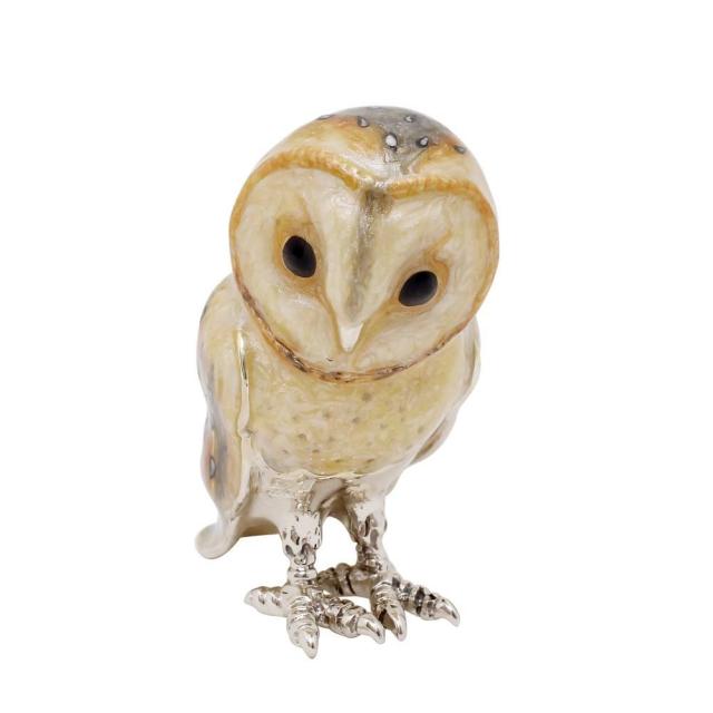 サツルノ/SATURNO 置物/インテリア/オブジェ 梟/ふくろう/フクロウ/OWL アニマル/動物 シルバー/SILVER/スターリングシルバー/SV925 イタリア製/ITALY リアル エナメル仕上げ ハンドメイド/手作り