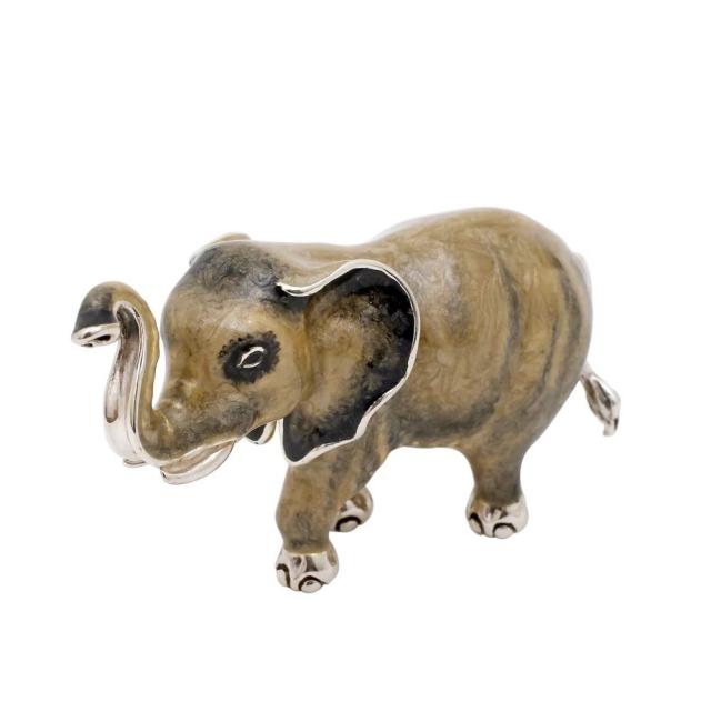 サツルノ/SATURNO 置物/インテリア/オブジェ ゾウ/像/ぞう/エレファント アニマル/動物 シルバー/SILVER/スターリングシルバー/SV925 イタリア製/ITALY リアル エナメル仕上げ ハンドメイド/手作り