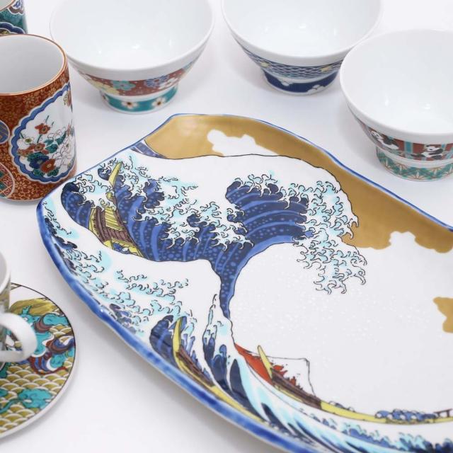 吉祥/KISSYO 日本製 九谷焼 久谷五彩 陶器 陶磁器 磁気 お皿/皿/お皿/縁起小皿/10.7号 食器 和食器 波 青郊窯 華やか 鮮やか_7