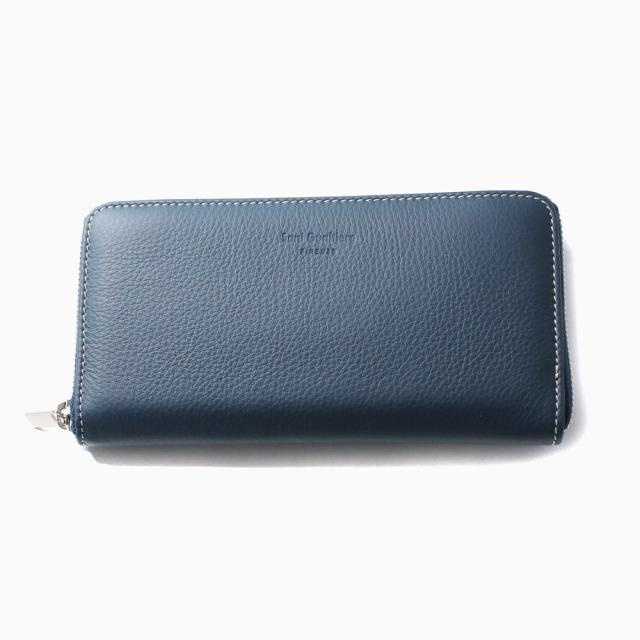 長財布 牛革財布 青 ブルー 本革さいふ メンズ レディースウォレット レザー 男女兼用 ユニセックス