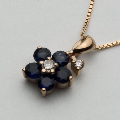 18金ダイヤモンド ペンダント サファイアフラワーの通販は 29,185円
