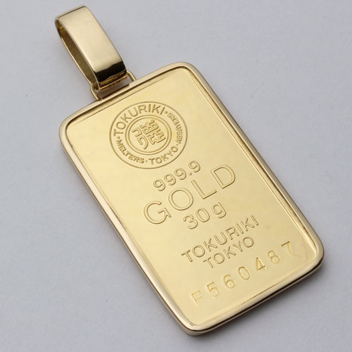 【徳力本店】 純金(K24 999.9) 大迫力の30gインゴット（地金）ペンダント の通販は