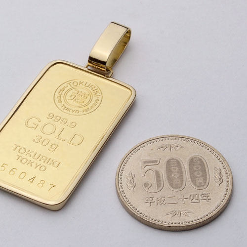 徳力本店】 純金(K24 999.9) 大迫力の30gインゴット（地金）ペンダント