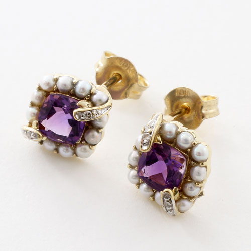 ◆送料無料・消費税込み◆【プランダ社】  10金(10K) アメジスト 天然石 ピアス パール 【smtb-k】の通販は