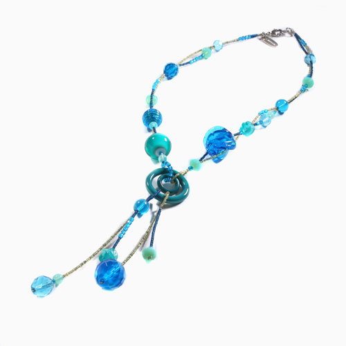 ベネチアングラス アヴェ カプリース AVE CAPRICE イタリア 最先端 ミラノ MILANO 手作り ベネチアンガラス Yネックレス ハンドメイド エメラルド ブルー_5