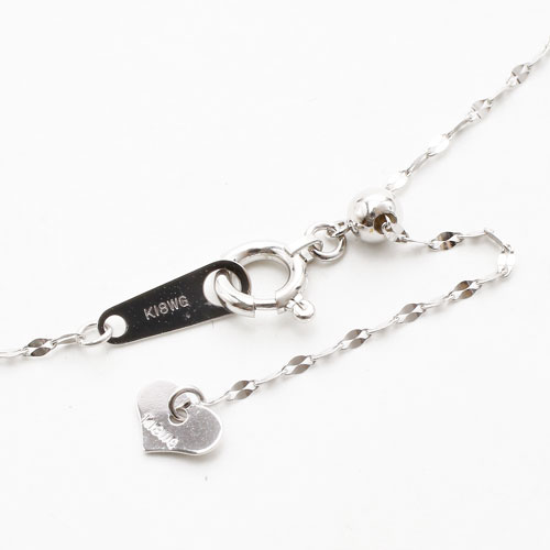 18金ホワイト きらきらネックレス（K18WG） （45cmスライド