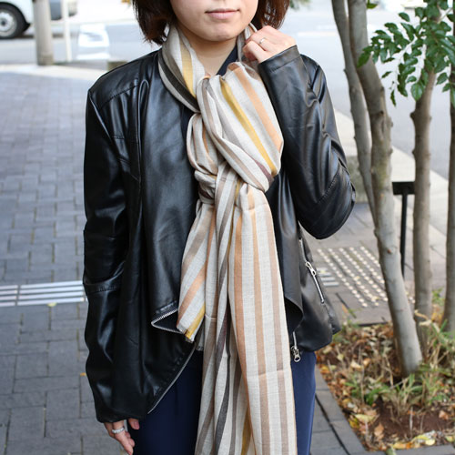 A,M,de Paris フランス製ストール アレップ（ベージュブラウン）