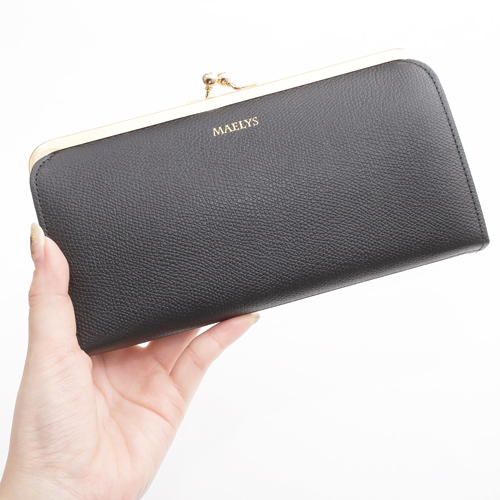 長財布 ブラック 黒 レザー がま口 ロングウォレット MAELYS ギフト無料 長財布 ブラック 黒 レザー がま口 ロングウォレット MAELYS ギフト