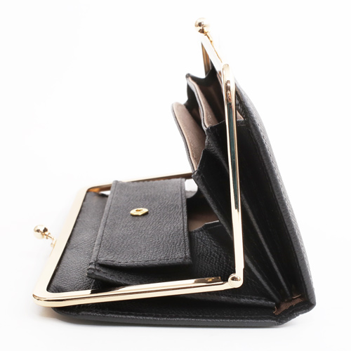 長財布 ブラック 黒 レザー がま口 ロングウォレット MAELYS ギフト