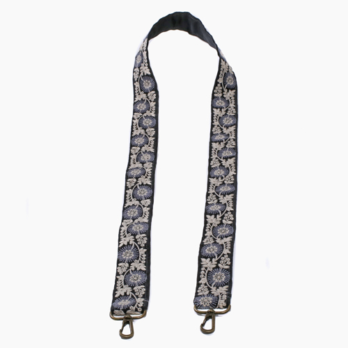 スマホ ショルダーストラップ インド刺繍リボン　ハンドメイド 手作り 雑貨花 華 ラウンドフラワ　ショルダーベルト ショルダーストラップ スマホストラップベルト 手ぶら 便利 ブラック グレー 黒 5,391円