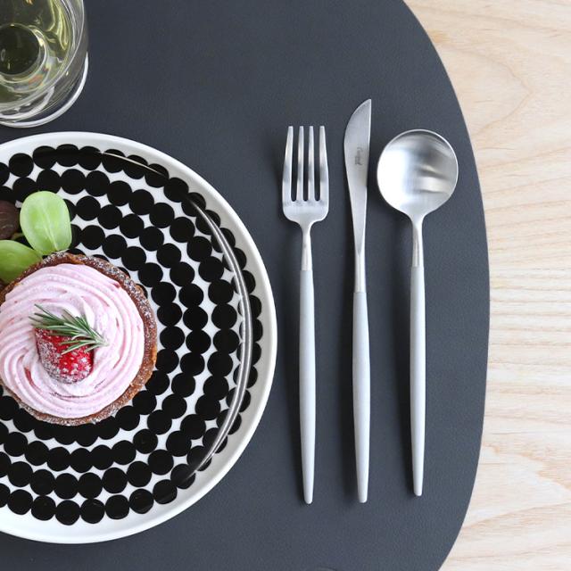 クチポール ゴア ライトグレー デザート3点セット（デザートナイフ・デザートフォーク・デザートスプーン） Cutipol GOA [ネコポス対応可(6セットまで)] 正規販売代理店 カトラリー ブラッシュド マット agesugi_snkの通販は