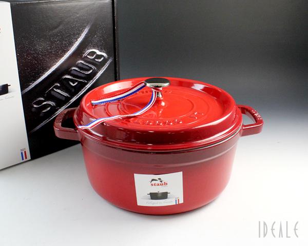 ストウブ staub ココット ラウンド(ロンド) 24cm チェリーレッド 06  