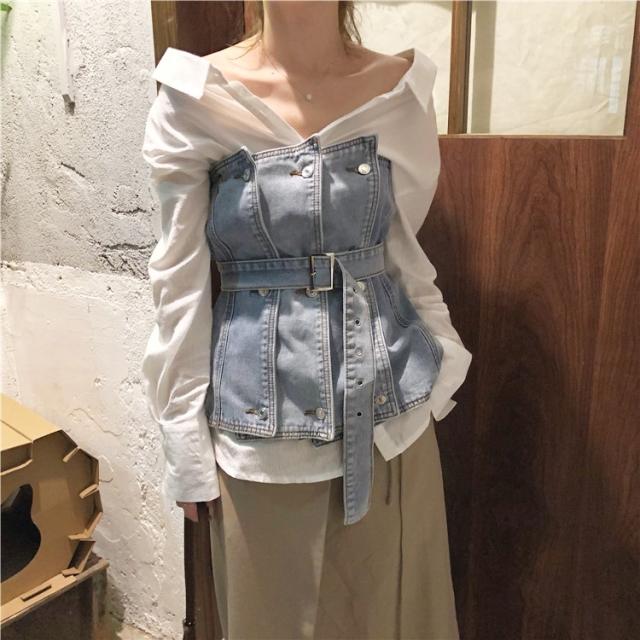 デニム ビスチェ チューブトップ ベスト ウエスト ベルト トップス の通販はau Pay マーケット Mapoche