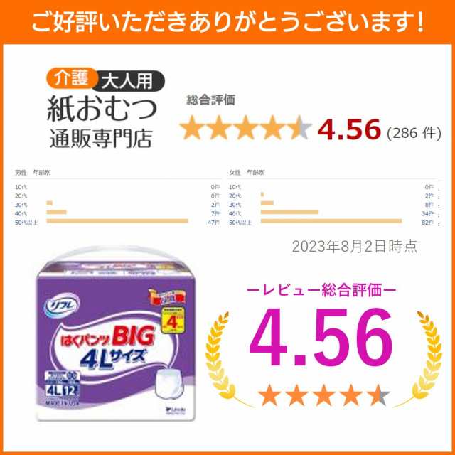 リフレ 大人用 紙 おむつ パンツ 大きい人の はくパンツ スーパー BIG ３L 14枚×6袋 ケース販売 紙おむつ 大人用 大人用オムツ 大人用