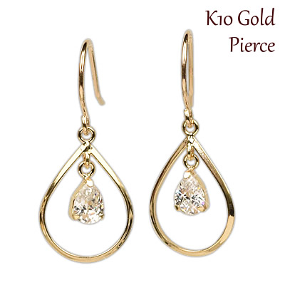 フックピアス キュービックジルコニア 揺れる ピアス 雫 華奢 シンプル K10 10k 10金 ゴールド 2n Kk161の通販はau Pay マーケット ティータイム