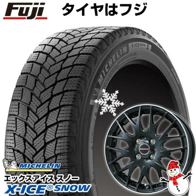 フリード 5穴/114 スタッドレスタイヤ ホイール4本セット 185/65R15 ミシュラン エックスアイス スノー ビッグウエイ レイシーン プラバ9MJrII グロスブラック/リムポリッシュ 6J 15インチ
