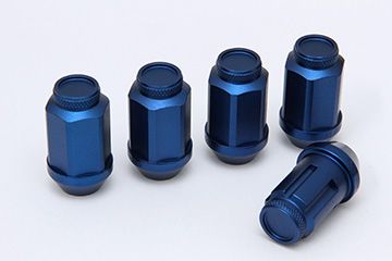 12X1.25 21HEX ジュラルミン冷間鍛造レーシングナット＆ロックセット(ロング ブルー)