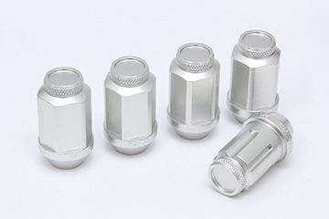 12X1.25 21HEX ジュラルミン冷間鍛造レーシングナット＆ロックセット(ロング シルバー)