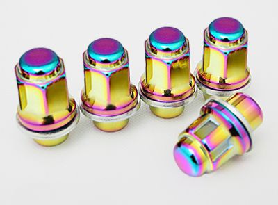 トヨタ純正アルミホイール専用 平座スチールナット＆ロックセット レインボー 5穴車用 14Ｘ1.5 (47mm)