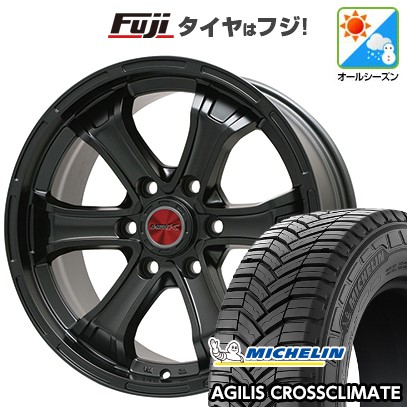 ハイエース200系 オールシーズンタイヤ ホイール４本セット 195/80R15 108/106S ミシュラン アジリス クロスクライメート ビッグウエイ B-MUD K(マットブラック) 15インチ