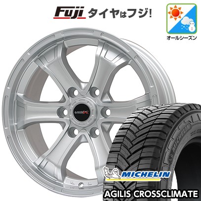ハイエース200系 オールシーズンタイヤ ホイール4本セット 195/80R15 108/106S ミシュラン アジリス クロスクライメート ビッグウエイ B-MUD K(シルバー) 15インチ