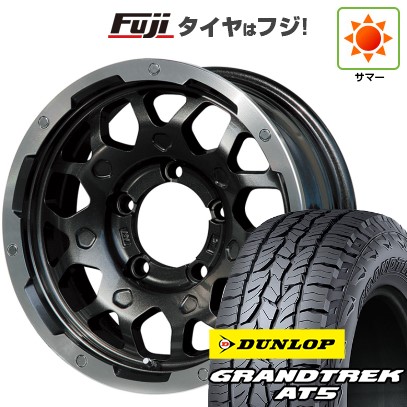 ジムニーシエラ/ジムニーノマド 夏タイヤ ホイール4本セット 195/80R15 ダンロップ グラントレック AT5 レアマイスター LMG MS-9W ブラック/ブラッククリアリム 15インチ