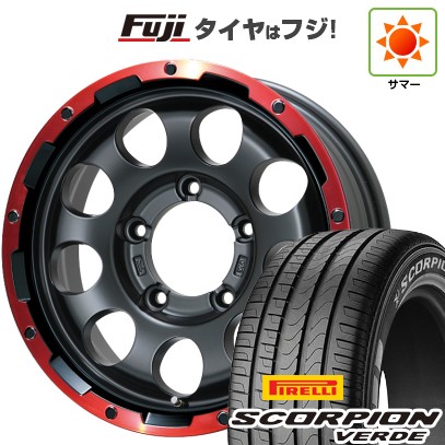 ジムニーシエラ/ジムニーノマド 夏タイヤ ホイール4本セット 215/70R16 ピレリ スコーピオン ヴェルデ レアマイスター LMG CS-9 マットブラック/レッドリム 16インチ 60,720円