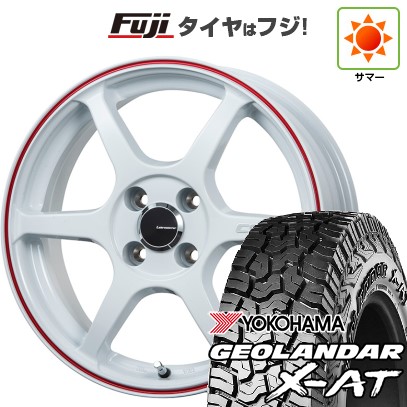 【軽自動車】N-BOX タント スペーシア 夏タイヤ ホイール4本セット 155/65R14 ヨコハマ ジオランダー X-AT G016 RBL レアマイスター CS-V6(ホワイト/レッドライン) 14インチ