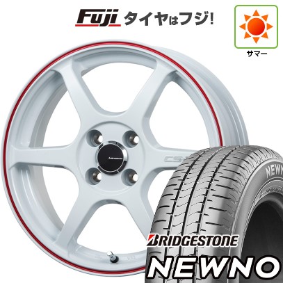【新品 軽自動車】N-BOX タント スペーシア 夏タイヤ ホイール4本セット 155/65R14 ブリヂストン ニューノ(限定) レアマイスター CS-V6(ホワイト/レッドライン) 14インチ 39,260円