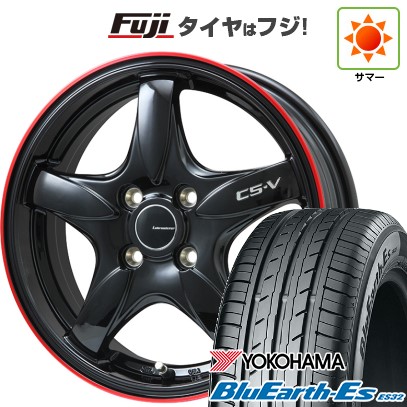 【新品 軽自動車】N-BOX タント スペーシア 夏タイヤ ホイール4本セット 155/65R14 ヨコハマ ブルーアース ES32 レアマイスター CS-V(グロスブラック/レッドリム) 14インチの通販は