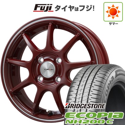 【新品 軽自動車】N-BOX タント スペーシア 夏タイヤ ホイール4本セット 155/65R14 ブリヂストン エコピア NH200 C レアマイスター LMスポーツLM-QR レッド/ラインポリッシュ 14インチ