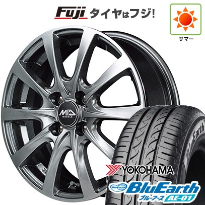 【新品 軽自動車】N-BOX タント スペーシア 夏タイヤ ホイール４本セット 155/65R14 ヨコハマ ブルーアース AE-01 MID ユーロスピード F10 14インチの通販は