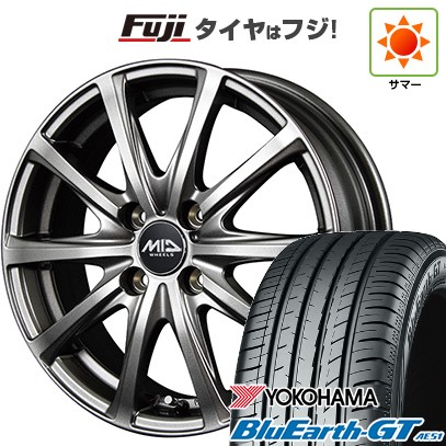 【新品 軽自動車】N-BOX タント スペーシア 夏タイヤ ホイール４本セット 155/65R14 ヨコハマ ブルーアース GT AE51 MID ユーロスピード V25 メタリックグレー 14インチの通販は