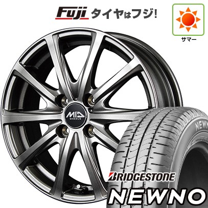 【軽自動車】N-BOX タント スペーシア 夏タイヤ ホイール4本セット 155/65R14 ブリヂストン ニューノ(限定) MID WHEELS V25 メタリックグレー 14インチ