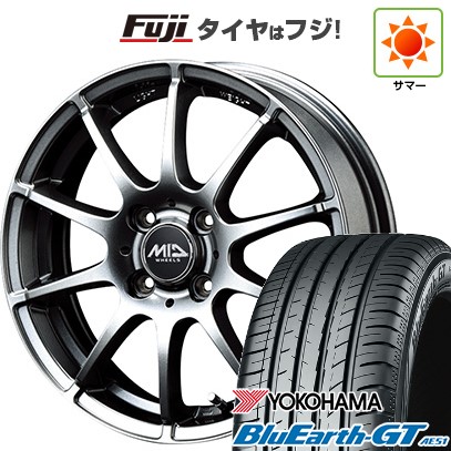 【新品 軽自動車】N-BOX タント スペーシア 夏タイヤ ホイール４本セット 155/65R14 ヨコハマ ブルーアース GT AE51 MID シュナイダー スタッグ メタリックグレー 14インチの通販は 39,455円