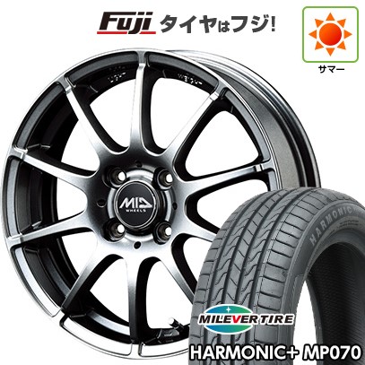 【軽自動車】N-BOX タント スペーシア 夏タイヤ ホイール4本セット 165/55R15 ミレバー ハーモニック プラス MP070(限定) MID WHEELS スタッグ メタリックグレー 15インチ
