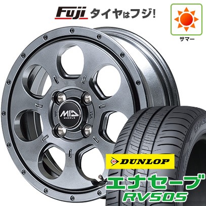 【軽自動車】N-BOX タント スペーシア 夏タイヤ ホイール4本セット 155/65R14 ダンロップ エナセーブ RV505 MID WHEELS マッドエージェント 14インチ