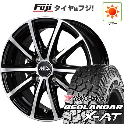 【軽自動車】N-BOX タント スペーシア 夏タイヤ ホイール4本セット 155/65R14 ヨコハマ ジオランダー X-AT G016 RBL MID WHEELS V25 ブラックポリッシュ 14インチ