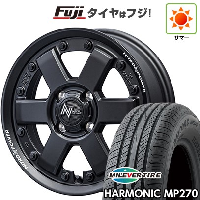 夏タイヤ ホイール4本セット 155/65R14 ミレバー ハーモニック MP270(限定) ナイトロパワー M10 PERSHING KC BARREL BLACK EDITION 14インチ 新品 軽自動車N-BOX タント スペーシア 夏タイヤ ホイール４本セット