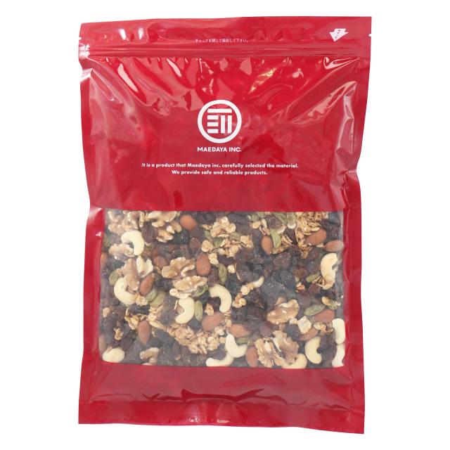 前田家 九州大麦グラノーラ レーズン三昧 ミックスナッツとたっぷりレーズン 4kg(800gX5) てんさい糖 黒糖 米油 シリアル フレーク くるみ アーモンド カシューナッツ ダイエット 食物繊維 腸活 朝食 送料無料 MAEDAYA_1