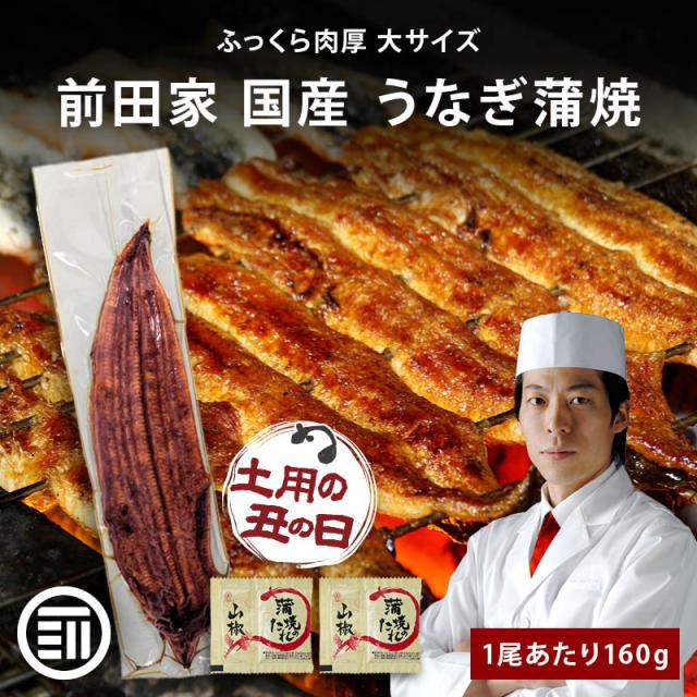 前田家 国産 うなぎ蒲焼 1尾あたり160gx3本 冷凍 長焼き タレ・山椒付き 専門店の味 鰻 ウナギ まむし ひつまぶし 極上 土用の丑の日 ご自宅用 グルメ お取り寄せ 家庭用 送料無料 MAEDAYA