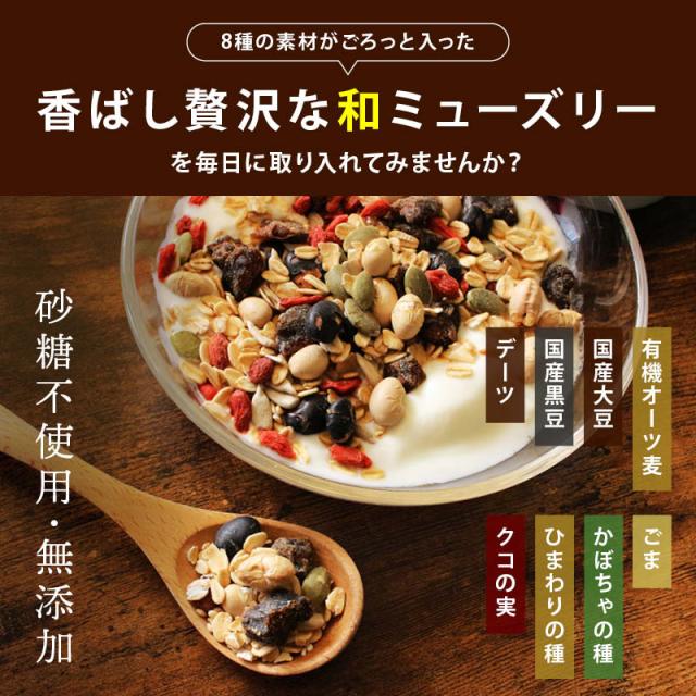 無添加 有機オーツ麦使用 大豆ミューズリー(大豆・ごま) 800gx5袋 シリアル ロールドオーツ 押し麦 化学肥料 化学農薬 不使用 砂糖不使用 オーガニック 糖質 ダイエット 食物繊維 業務用 家庭用 お徳用 前田家 送料無料_1